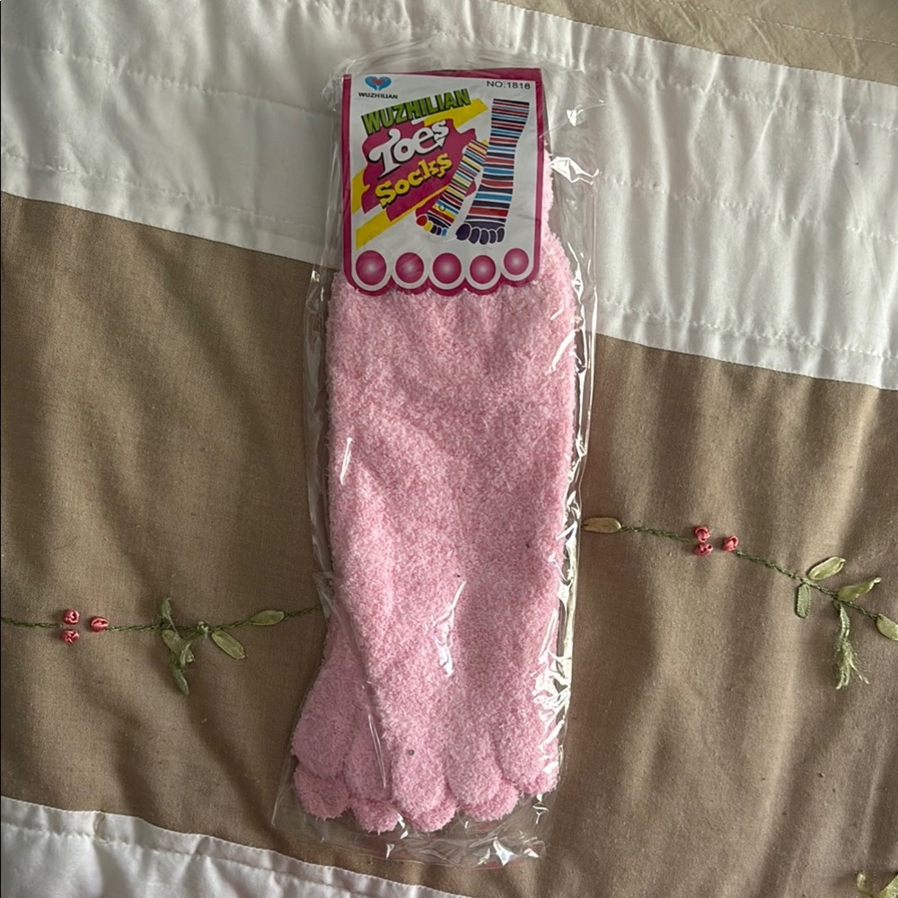 Pink Fuzzy Toe Socks